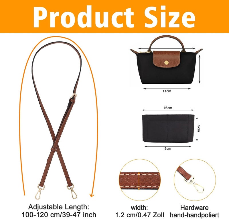 BBKON 2Sets Shoulder Strap for Longchamp Bag Women, Purse Organizer, No-Punch Length Adjustable Leather Replacement Strap - Image 4